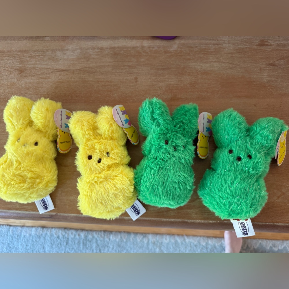 Yellow & Green Marshmallow Peeps Plush Bunny Set